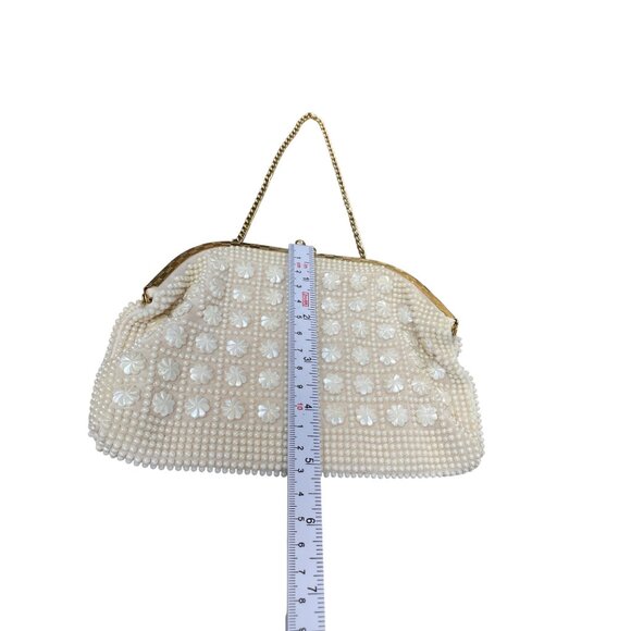 Vintage Honk Kong Pearl Flower Beaded Evening Clutch Purse SKU 9477 - Picture 6 of 15